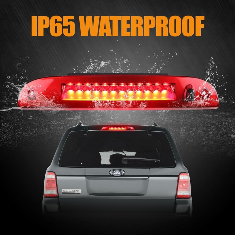 Cxdar Third 3rd Brake Light LED for 2002-2010 Ford Explorer, 2008-2012 Ford Escape High Mount Rear Brake Lights Assembly, Waterproof Center Cab Lamp Stop Light (RED) - Image 5